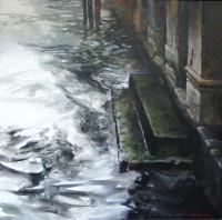 Venice water, acrylic on canvas, cm 120x120, 2000